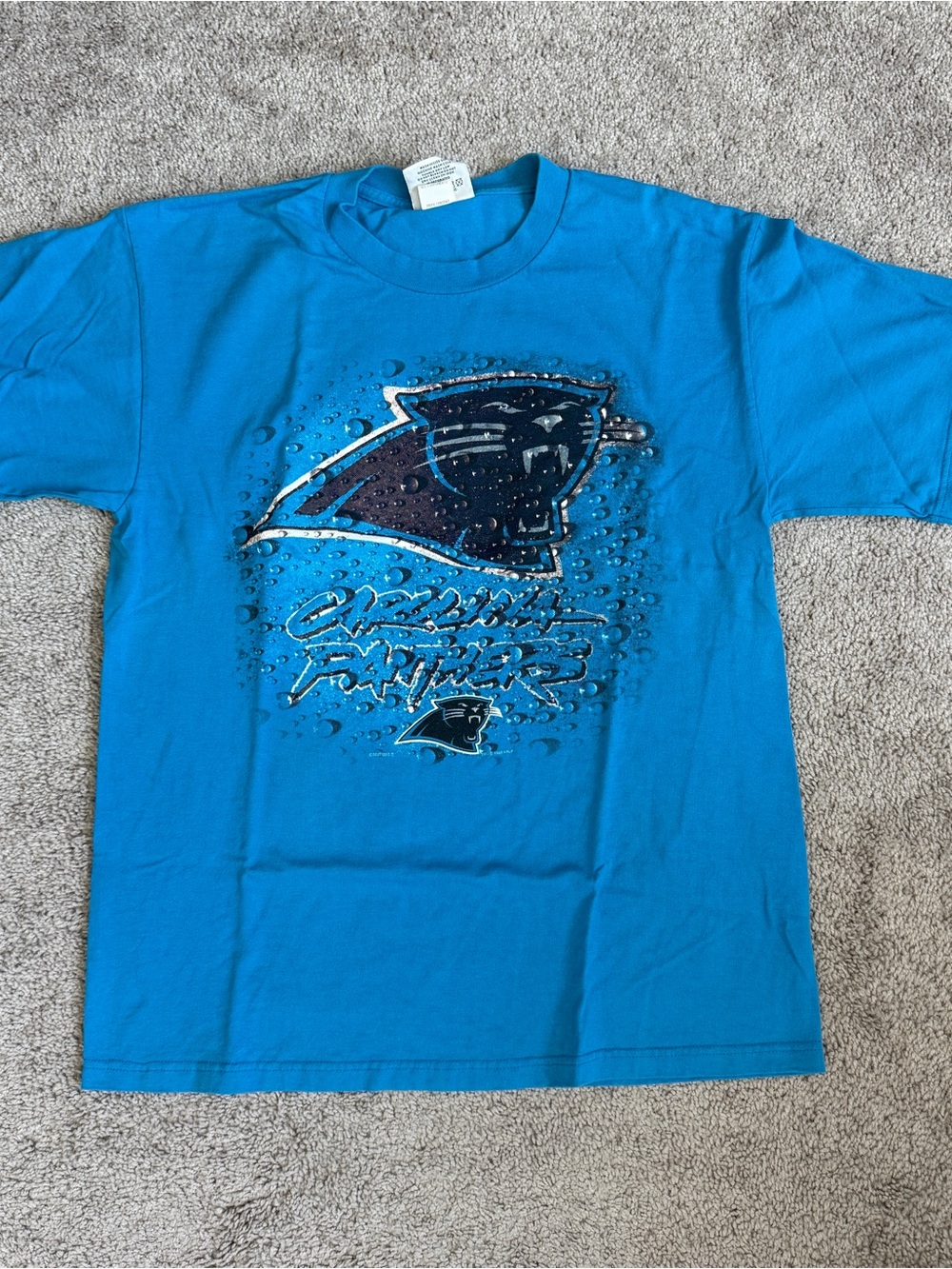 Vintage 1995 Carolina Panthers Water splash Lee Sport Graphic T Shirt Blue L 21”